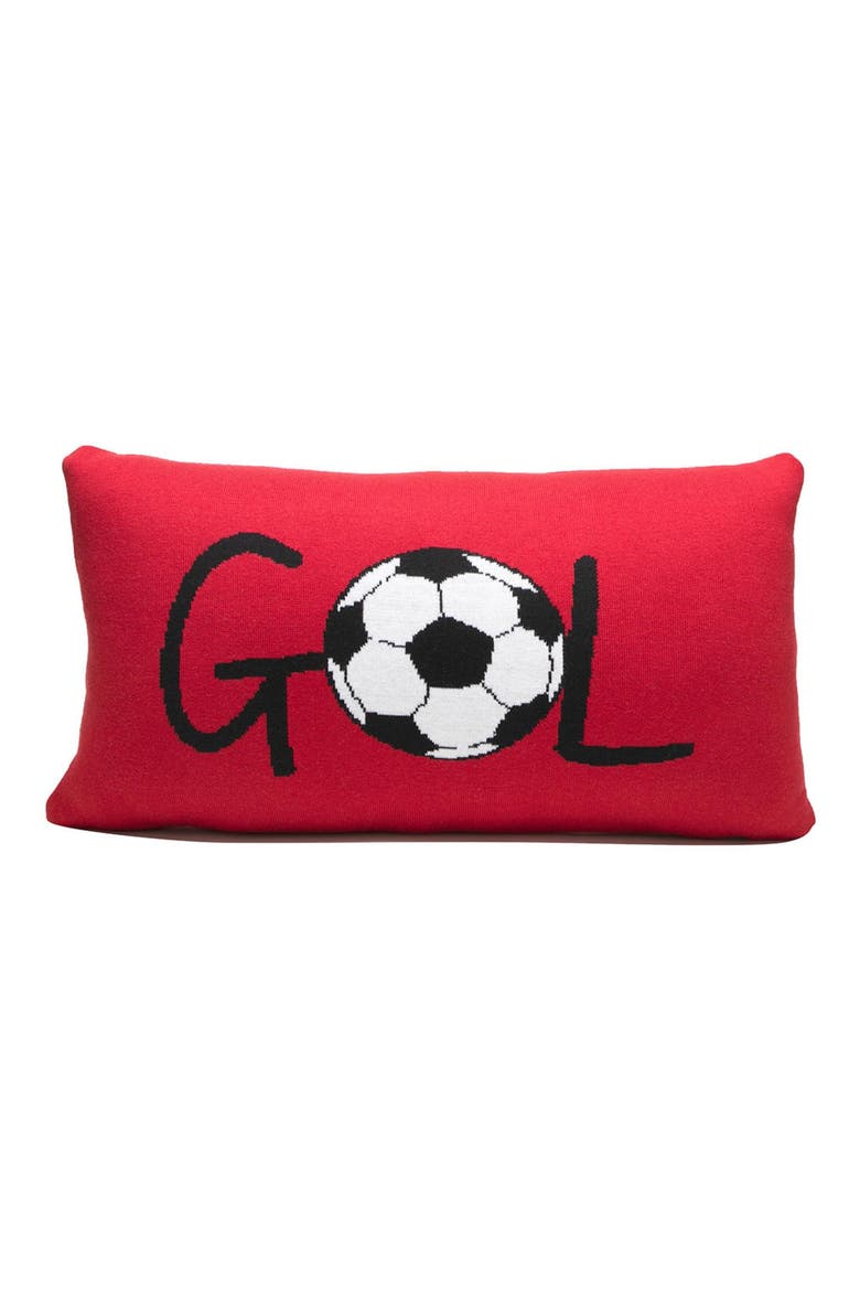 Gol Soccer Rectangular Throw Pillow, Main, color, DARK RED