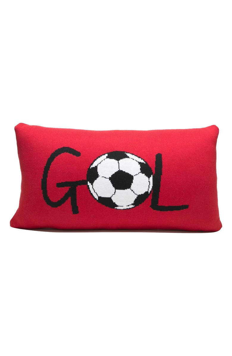 RIAN TRICOT Gol Soccer Rectangular Throw Pillow, Main, color, Dark Red