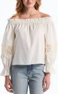 Laundry by Shelli Segal Embroidered Off-the-Shoulder Long Sleeve Top