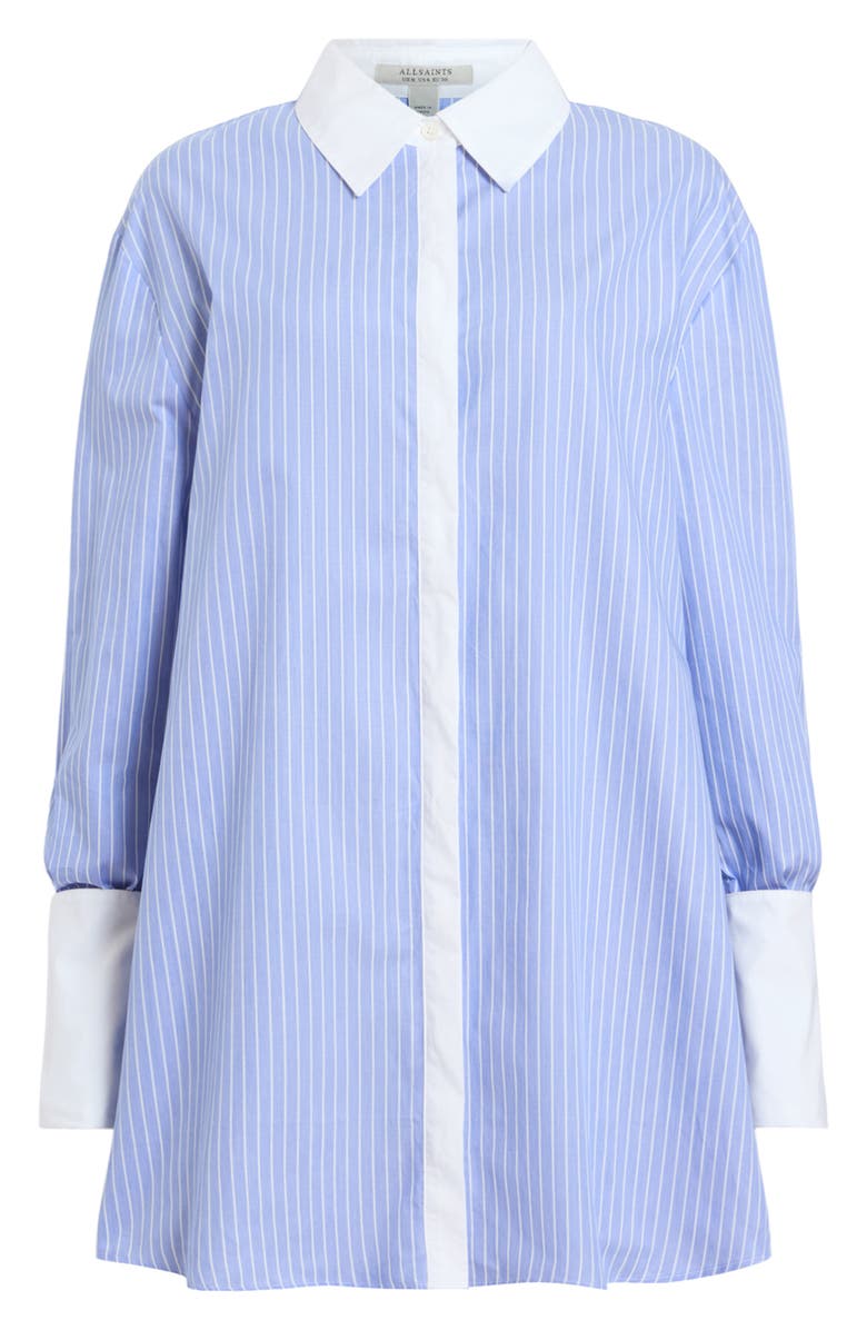 AllSaints Alber Stripe Long Sleeve Shirtdress, Alternate, color, Blue/ White