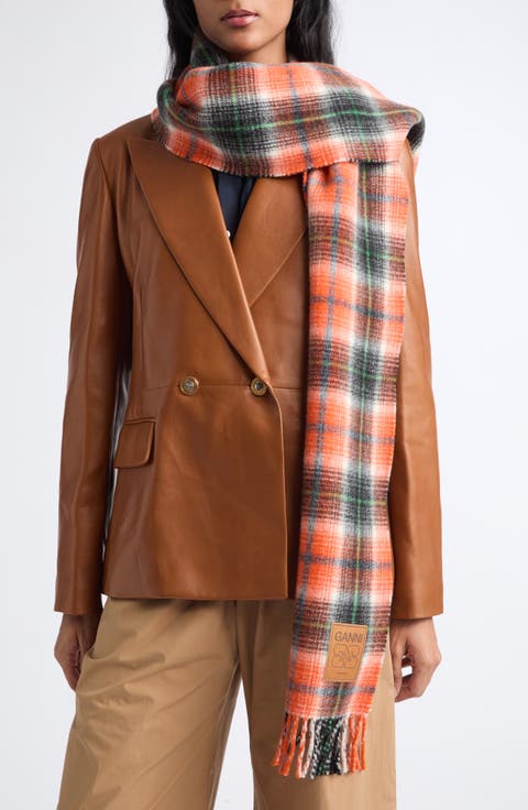 Check Plaid Wool Scarf
