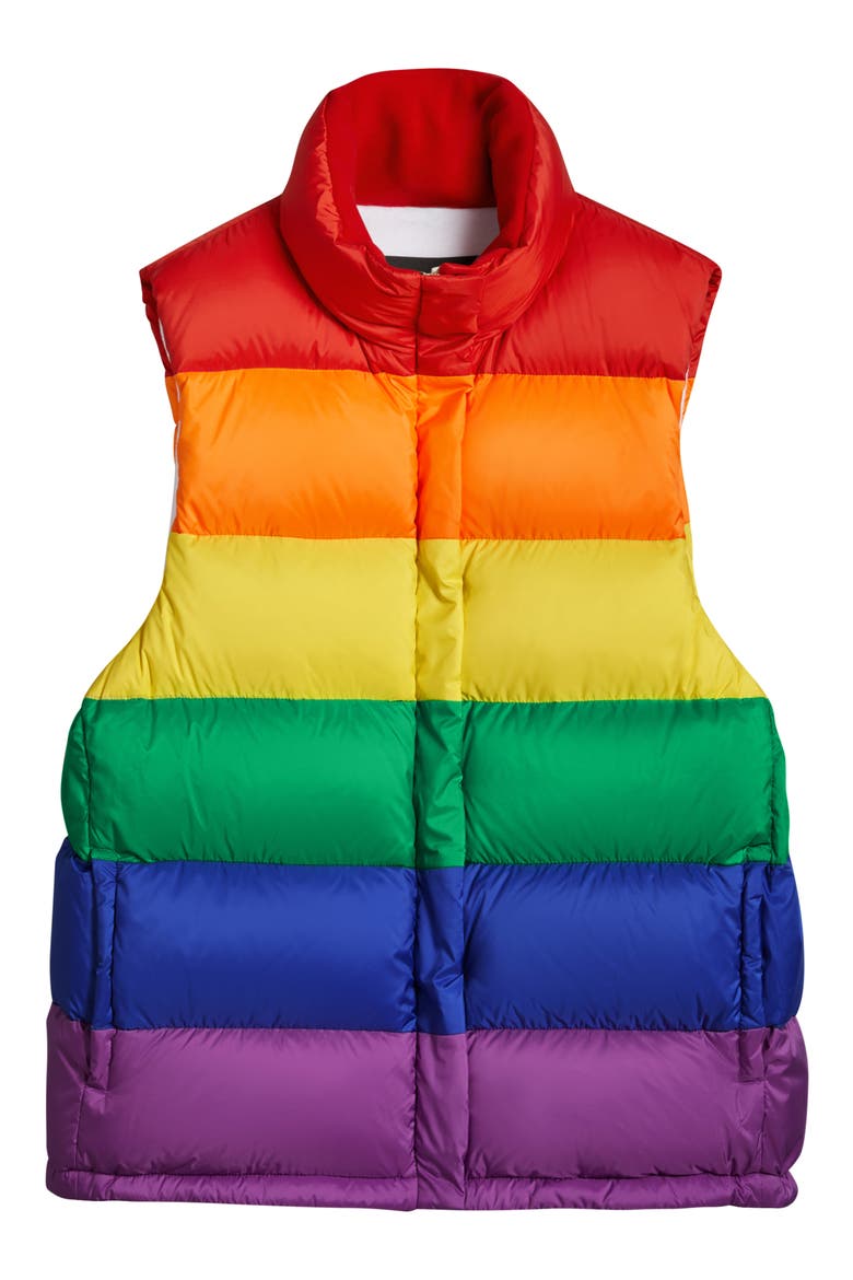 Rainbow Down Puffer Vest, Alternate, color, RAINBOW