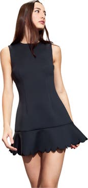 Cynthia Rowley Sleeveless Scallop Flounce Bonded Dress