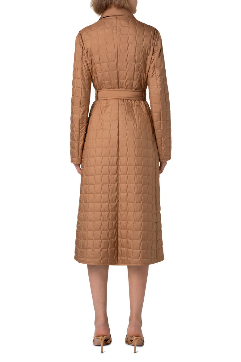 Kody Trapezoid Quilted Taffeta Coat, Alternate, color, CAMEL