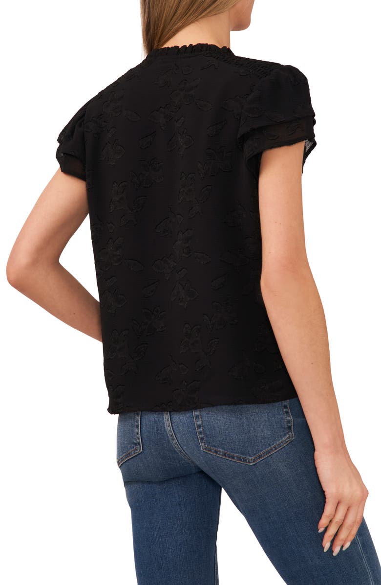 CeCe Tie Neck Flutter Sleeve Top, Alternate, color, 