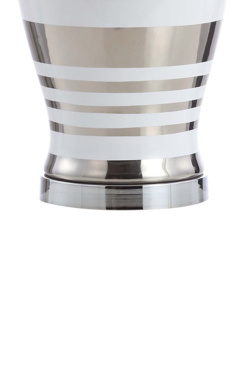 JONATHAN Y Zilar Striped 28.75" Ceramic/Iron Classic Modern LED Table Lamp, Silver, Alternate, color, Silver/White