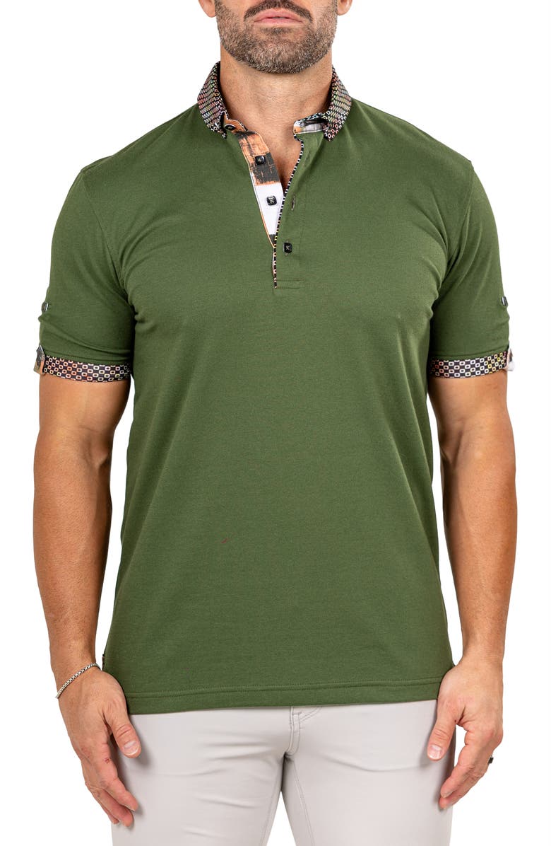 Maceoo Newton Marthyr0033 Green Button-Down Piqué Polo, Main, color, Green