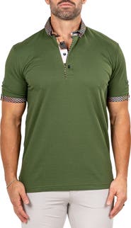 Maceoo Newton Marthyr0033 Green Button-Down Piqué Polo