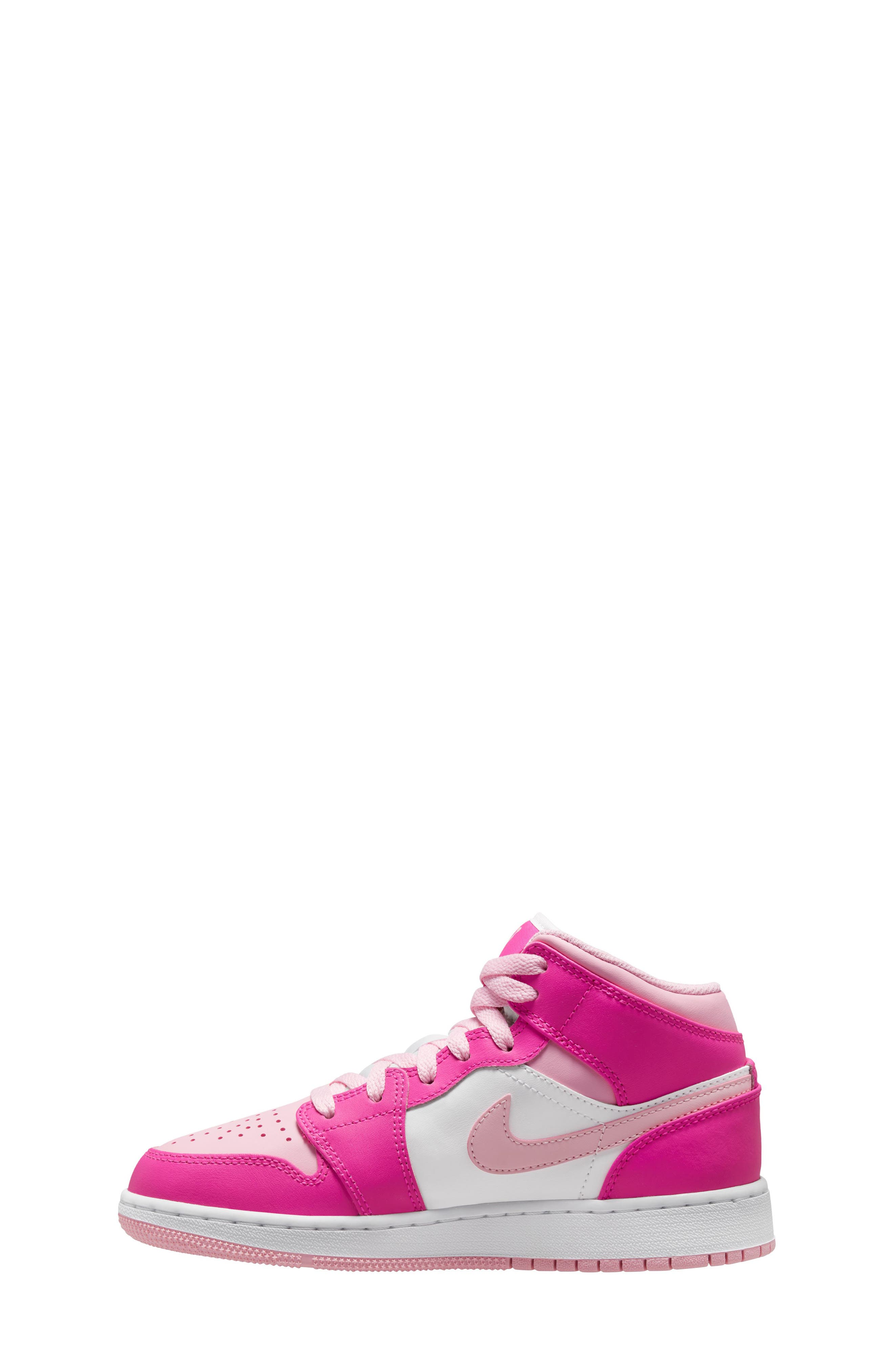 Kids' Air Jordan 1 Mid Sneaker, Alternate, color, 116 WHITE/MDSFPK