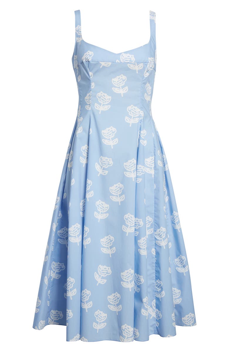 Marni Sprayed Roses Fit & Flare Cotton Poplin Midi Dress, Alternate, color, Srb50 Iris Blue