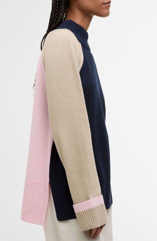 Barbour Wren Colorblock Mock Neck Sweater In Blue