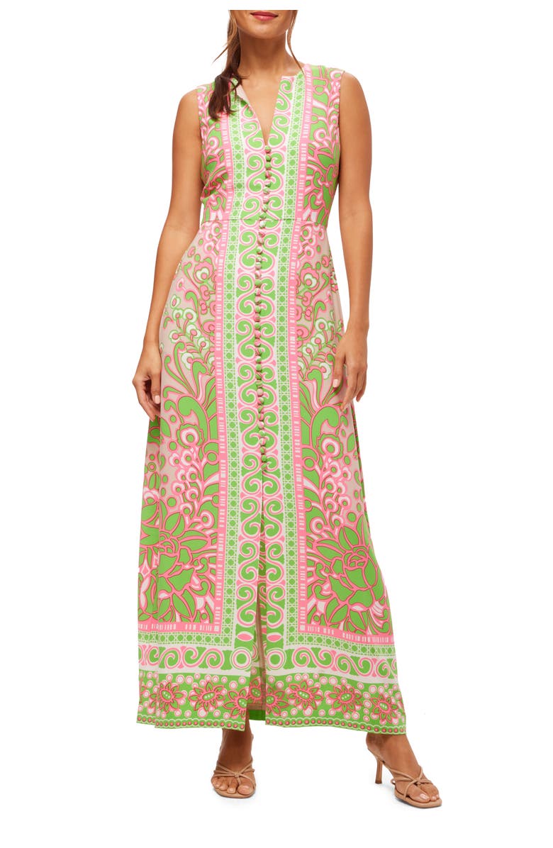 Trina Turk Button Front Printed Novak Maxi Dress, Main, color, 