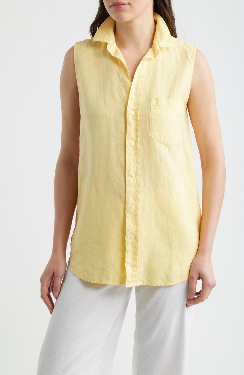 Frank & Eileen Finley Sleeveless Linen Button-Up Shirt, Main, color, Sunshine