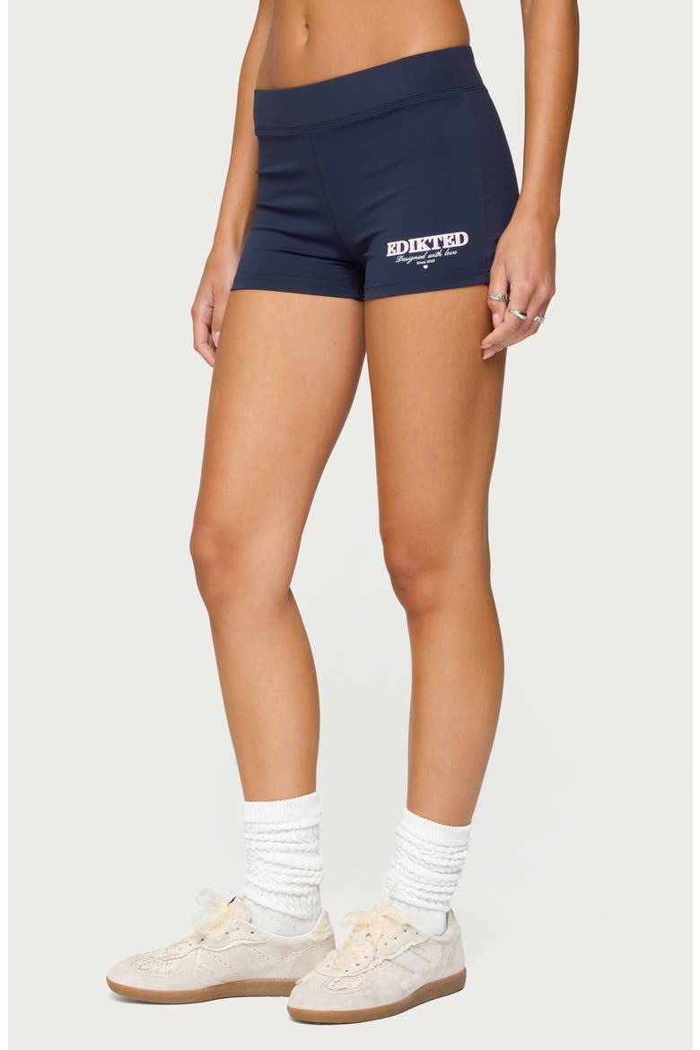 With Love Biker Shorts, Alternate, color, NAVY