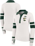 WEAR by Erin Andrews Women's WEAR by Erin Andrews White Green Bay Packers Ribbed Henley Polo Sweater
