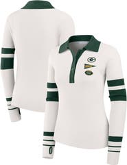 WEAR by Erin Andrews Women's WEAR by Erin Andrews White Green Bay Packers Ribbed Henley Polo Sweater
