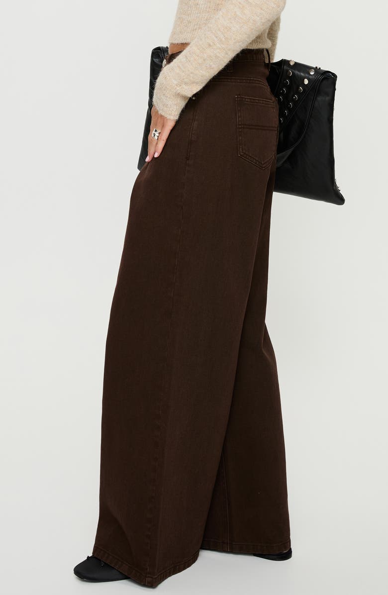 Princess Polly Naylor Mid Rise Wide Leg Jeans, Alternate, color, Brown