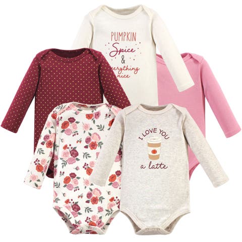 Essential Long-Sleeve Cotton Bodysuit Set (5-Piece)