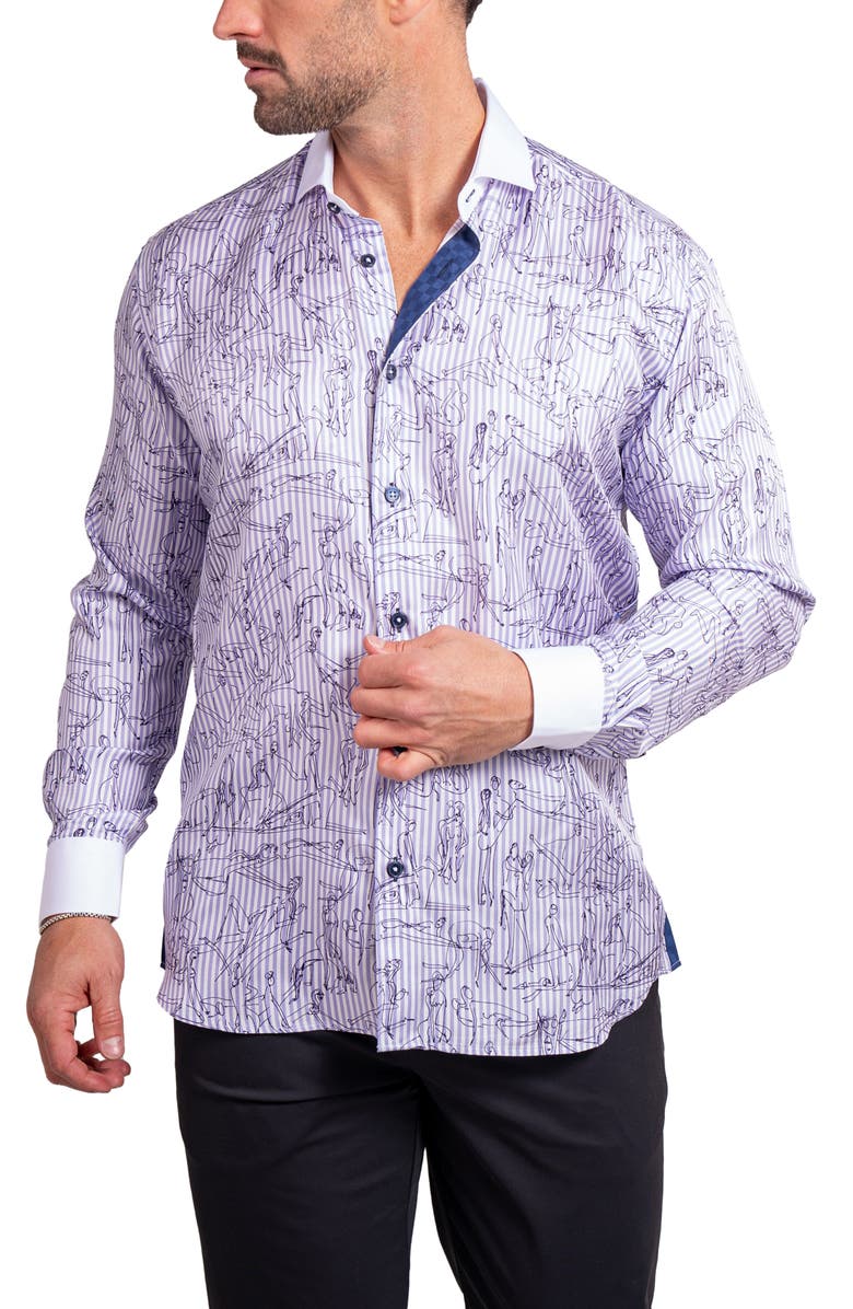 Maceoo Einstein Ascension 0203 Contemporary Fit Button-Up Shirt, Alternate, color, White