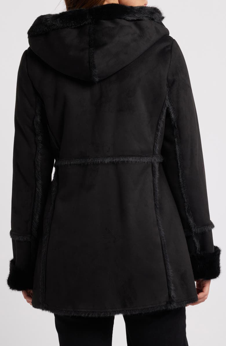 Via Spiga Faux Shearling Hooded Coat, Alternate, color, 