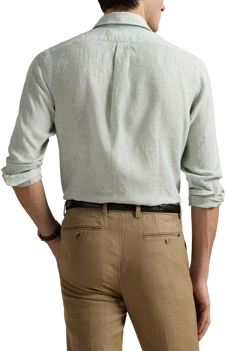 Polo Ralph Lauren Classic Fit Stripe Linen Button-Down Shirt, Alternate, color, 