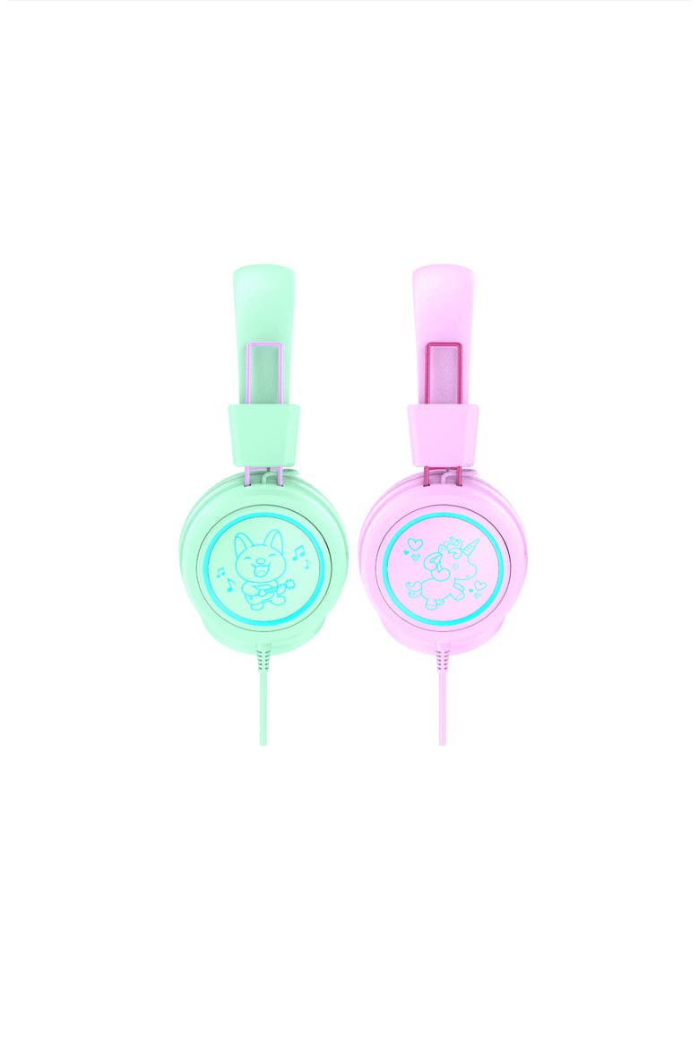 KidJamz KJ55U (2 Pack) USB-C Kid's Headphones w/ LED Lights, Alternate, color, Mint/Pink