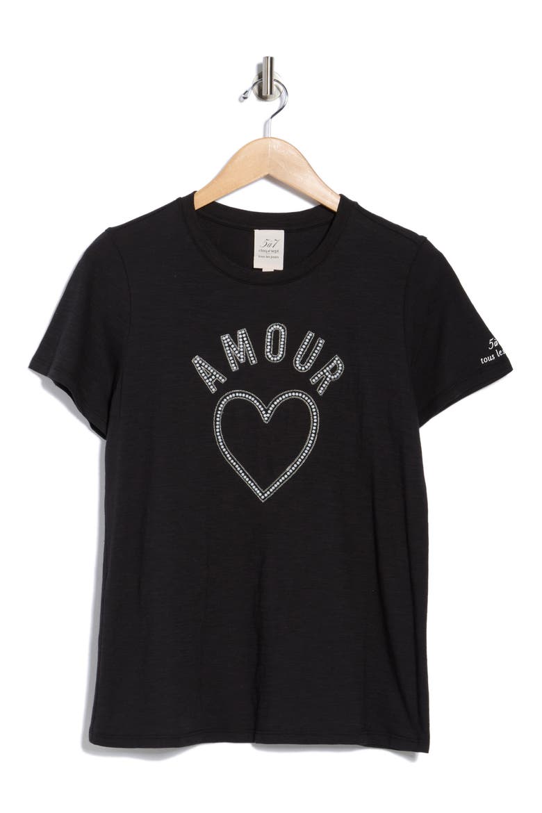 Beaded Amour Graphic T-Shirt, Alternate, color, BLACK/ WHITE