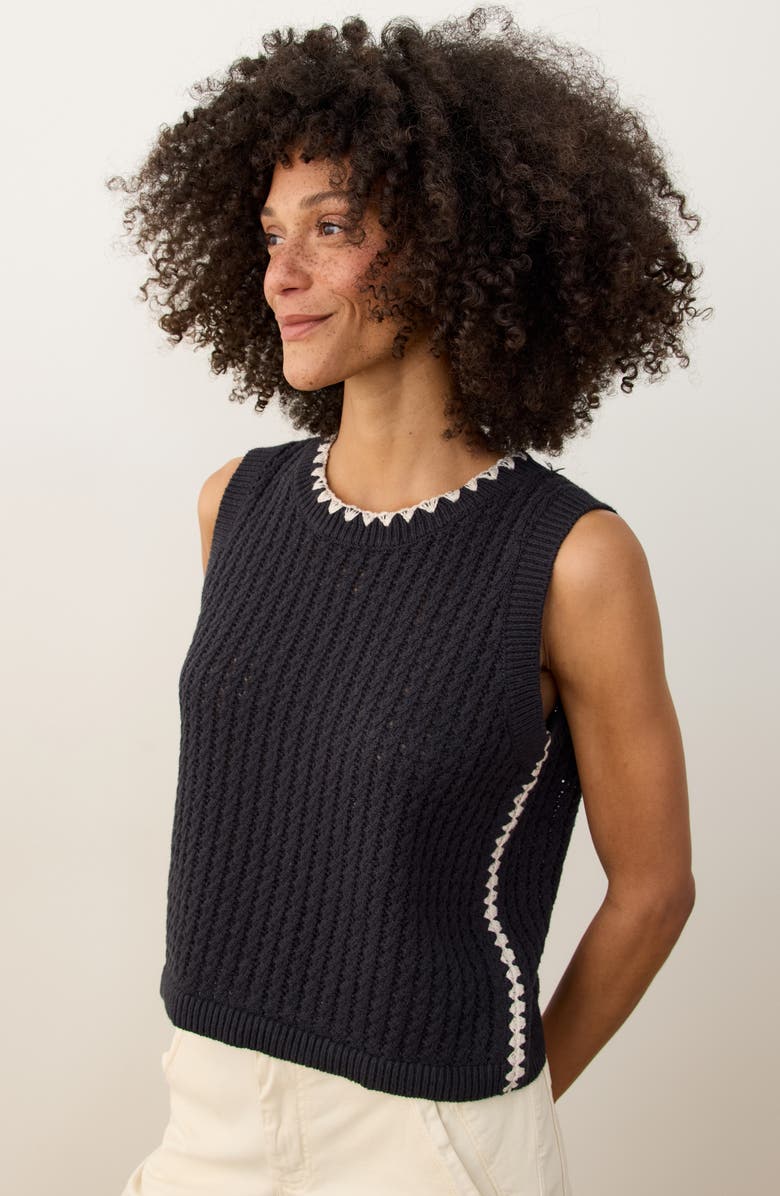 Marine Layer Clara Sweater Vest, Alternate, color, Black