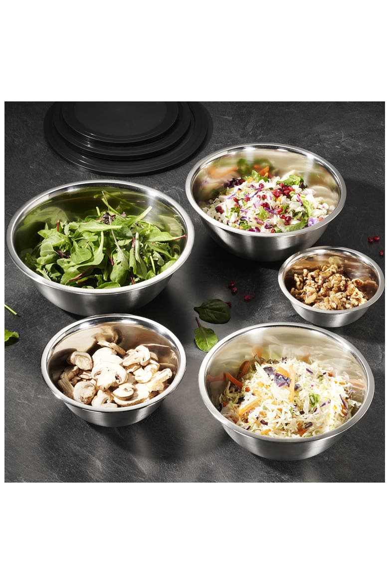 Stainless Steel Mixing Bowls and Airtight Lids - Set of 5, Alternate, color, NONE
