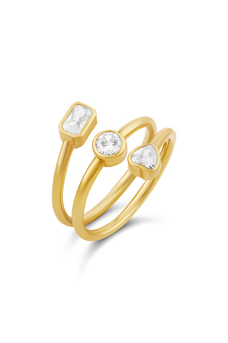 Cubic Zirconia Bezel Wrap Ring, Main, color, GOLD/ WHITE