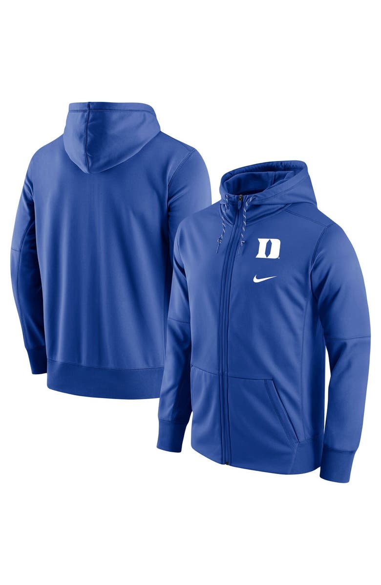 Nike Men's Nike Royal Duke Blue Devils Logo Stack Performance Full-Zip Hoodie, Main, color, 