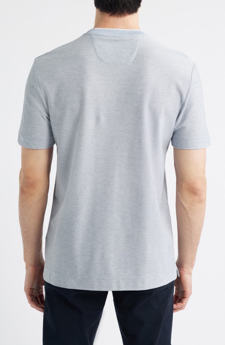 BOSS Tesar Tipped Textured Cotton & Silk T-Shirt, Alternate, color, Open Blue