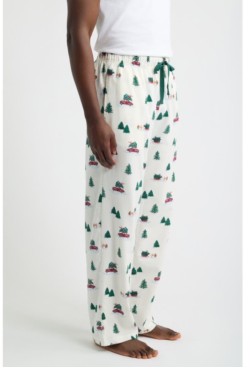 Flannel Pajama Pants, Alternate, color, IVORY TREE HUNT