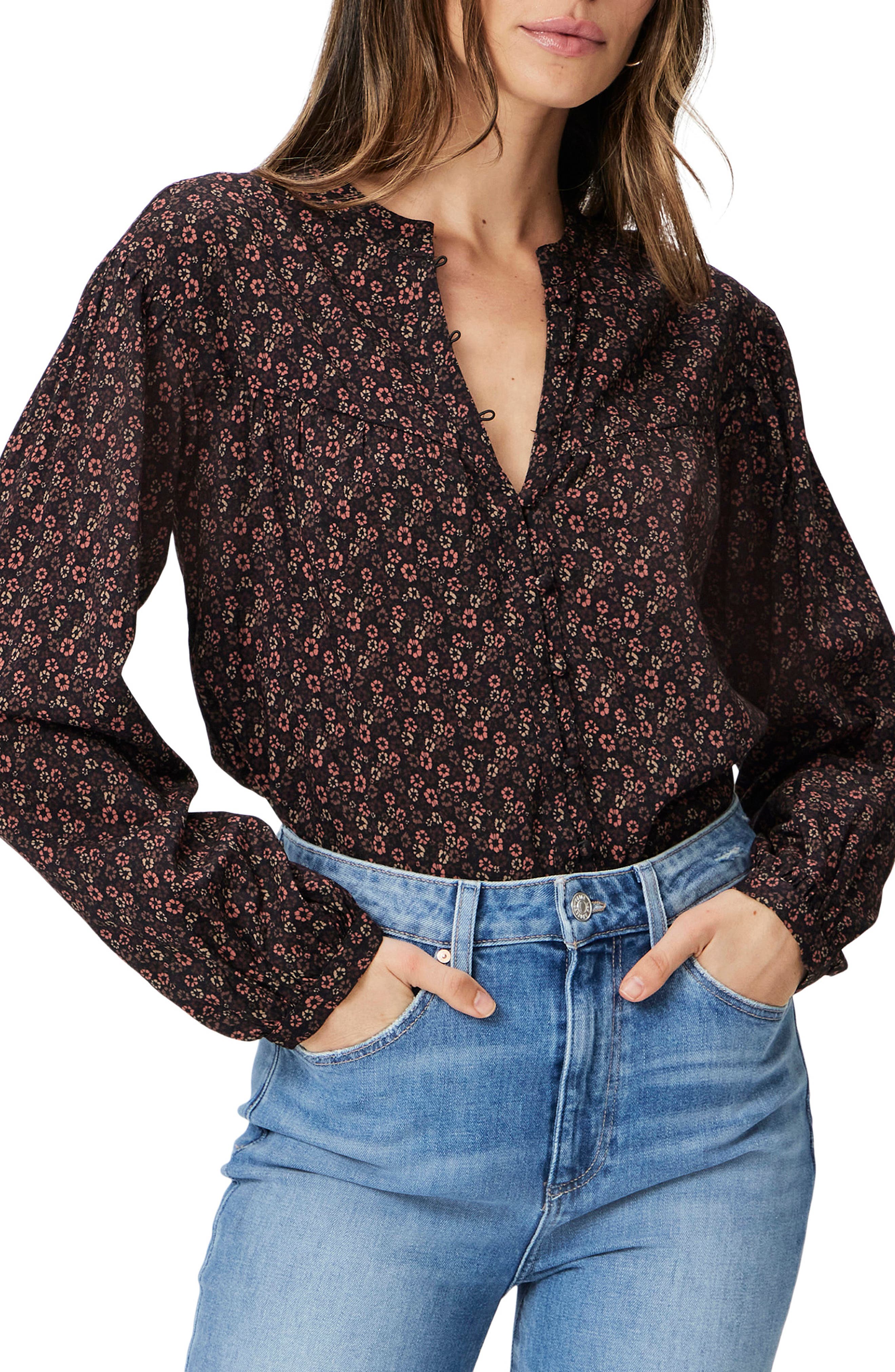PAIGE Marline Floral Cotton Blend Top