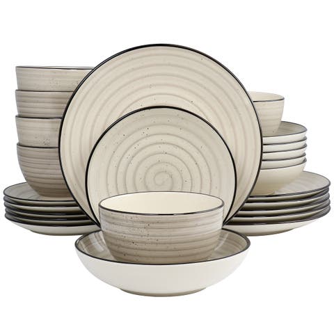 Gia 24 Piece Round Stoneware Dinnerware Set