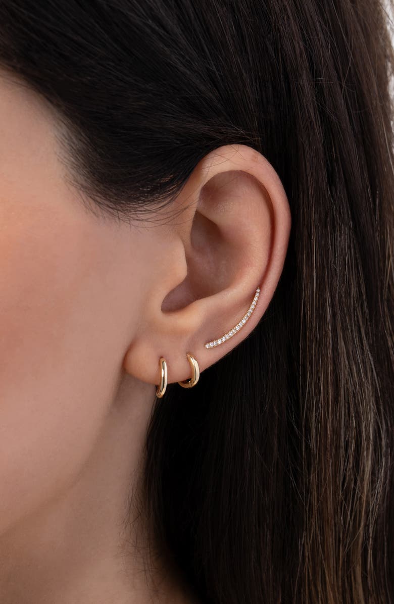 Zoe Lev Single Diamond Ear Crawler, Alternate, color, Yellow Gold