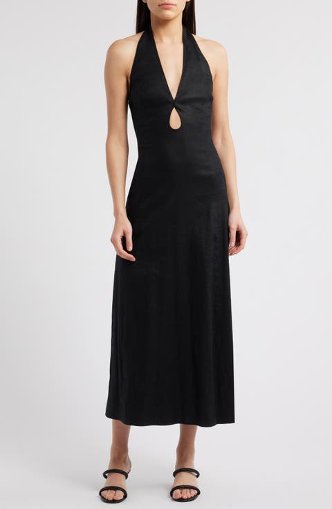 Lianna Tie Back Halter Maxi Dress