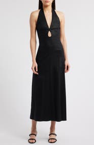Cult Gaia Lianna Tie Back Halter Maxi Dress