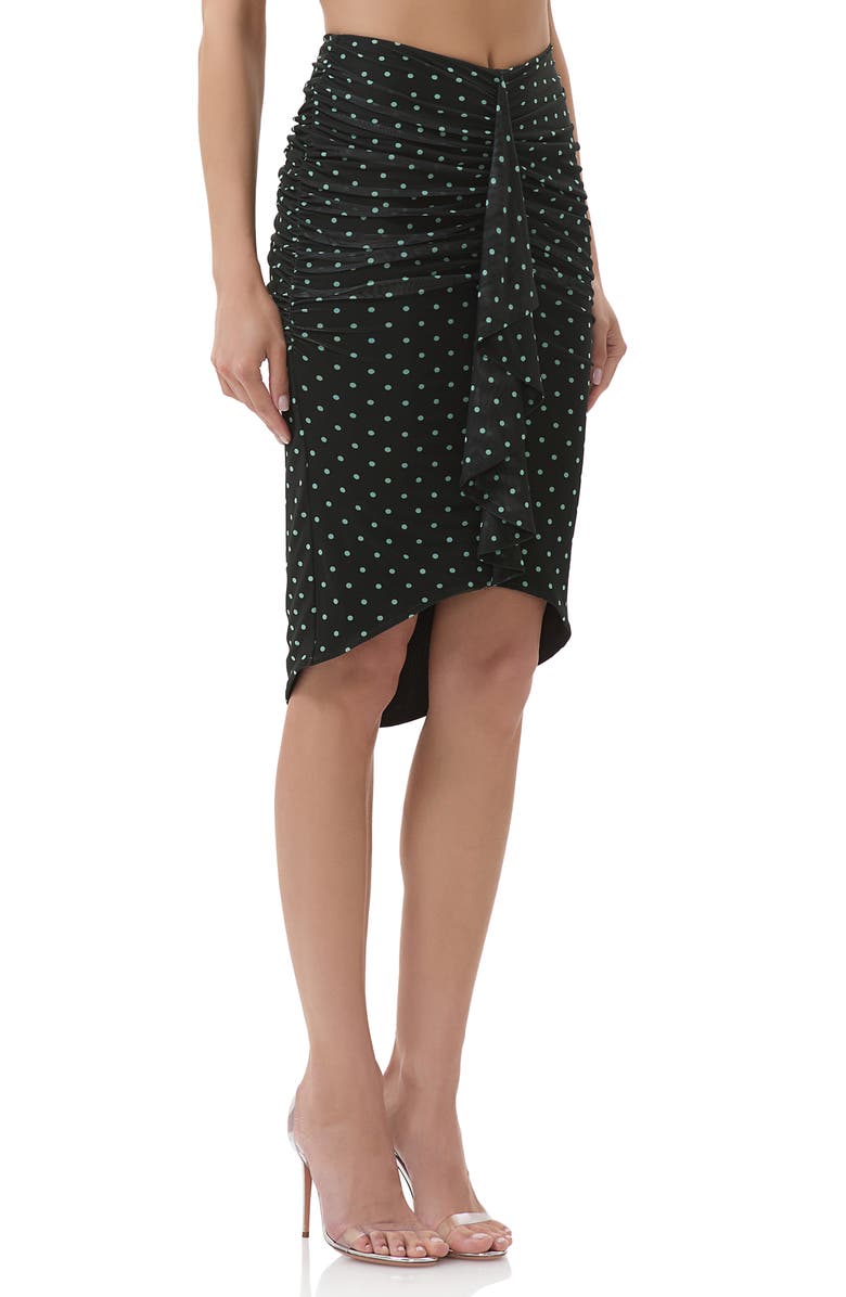 AFRM Newton Ruched Ruffle Mesh Skirt, Alternate, color, Aqua Dot