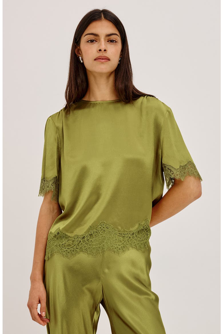 Sonora Lace Trim Top, Alternate, color, CELERY