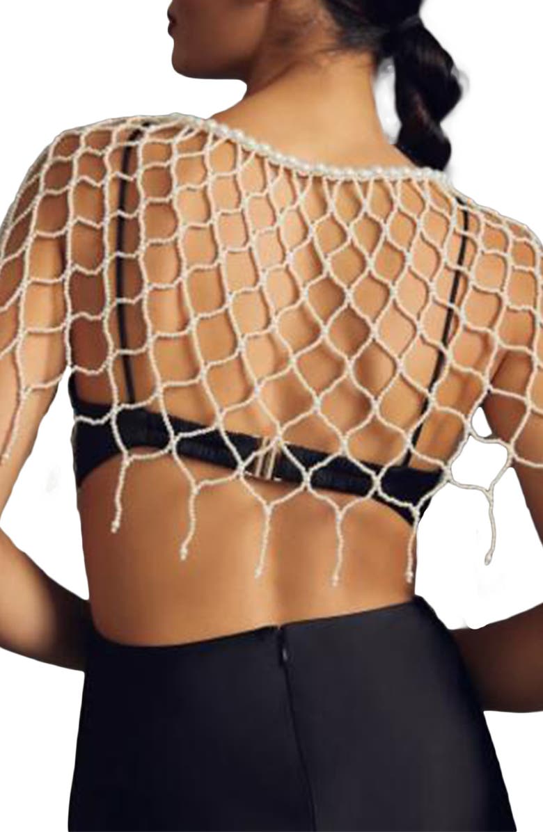 SAACHI Imitation Pearl Beaded Cape, Alternate, color, 