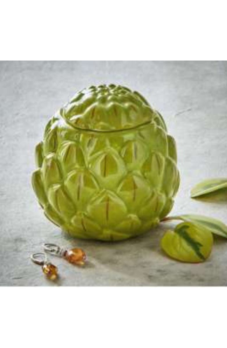 tag Artichoke Lidded Trinket Box Green Earthenware Everyday, Alternate, color, Green