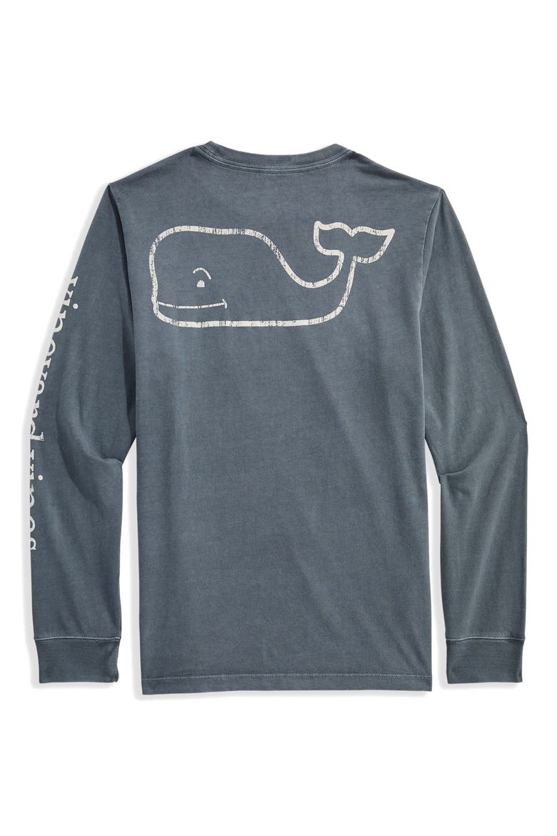 Kids' Vintage Whale Long Sleeve Pocket Graphic T-Shirt, Alternate, color, ASH GRAY