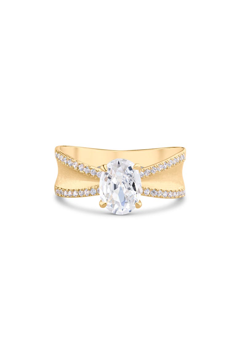 Oval Cubic Zirconia Pavé Ring, Main, color, CLEAR/ GOLD