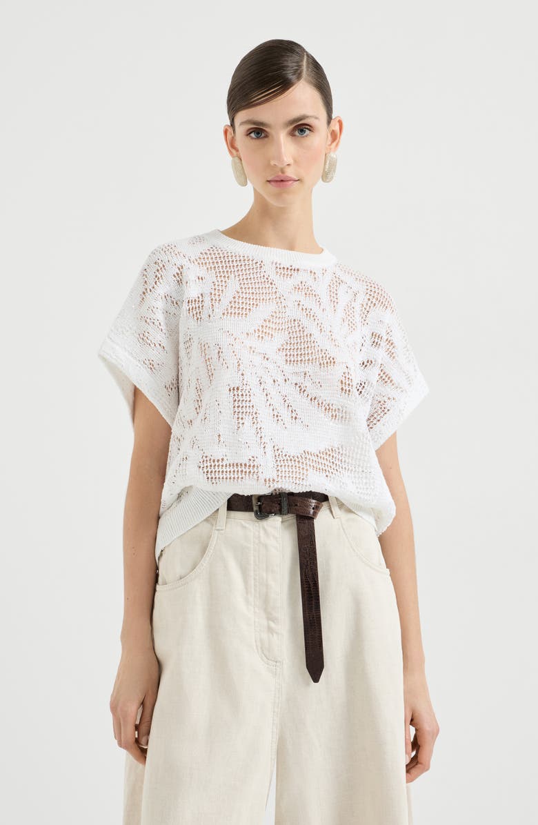 Brunello Cucinelli Dazzling water lilies t-shirt, Alternate, color, White