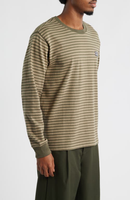 Obey Stripe Long Sleeve Cotton T-shirt In Brown