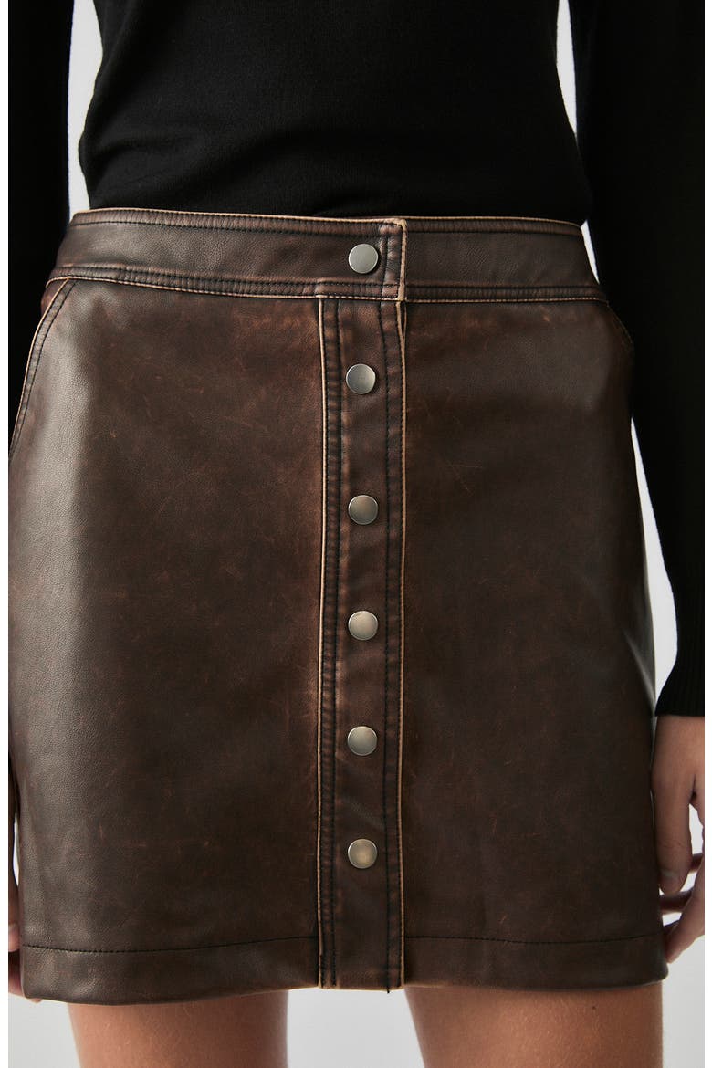 Thomas Faux Leather Miniskirt, Alternate, color, CHOCOLATE