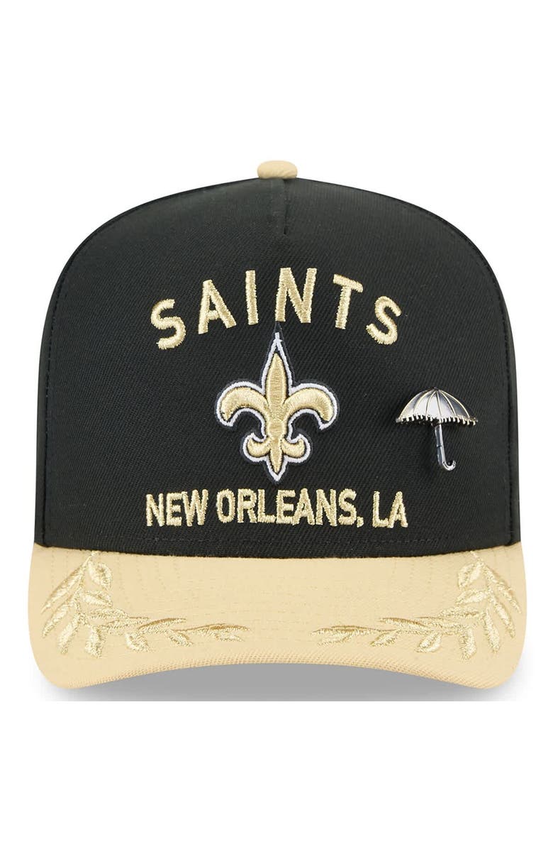 New Era Men's New Era Black/Gold New Orleans Saints 2025 NFL Draft On Stage A-Frame 59FIFTY Fitted Hat, Alternate, color, 