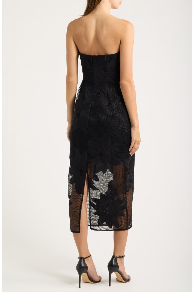 Strapless Mesh Column Dress, Alternate, color, BLACK
