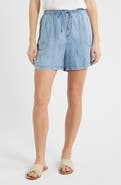 beachlunchlounge Yoko Tie Waist Chambray Shorts
